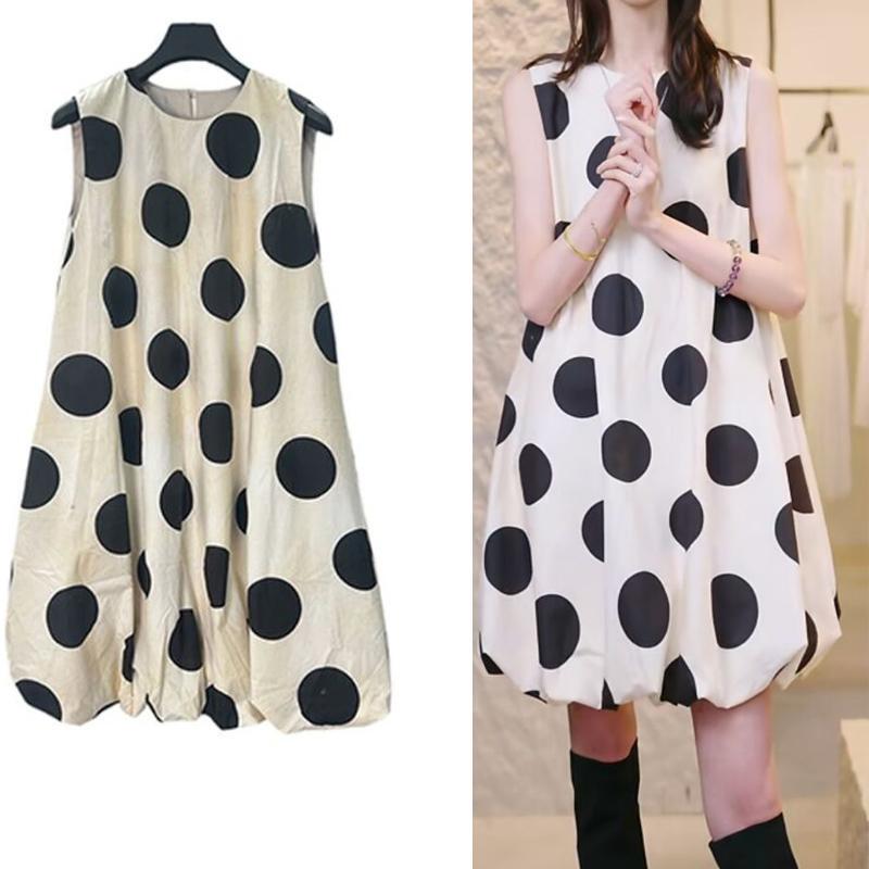 2026 Summer New Women's Clothing S·D Tummy-Concealing Slimming Mid-Length Skirt High-Waisted Figure-Flattering Polka Dot Dress
