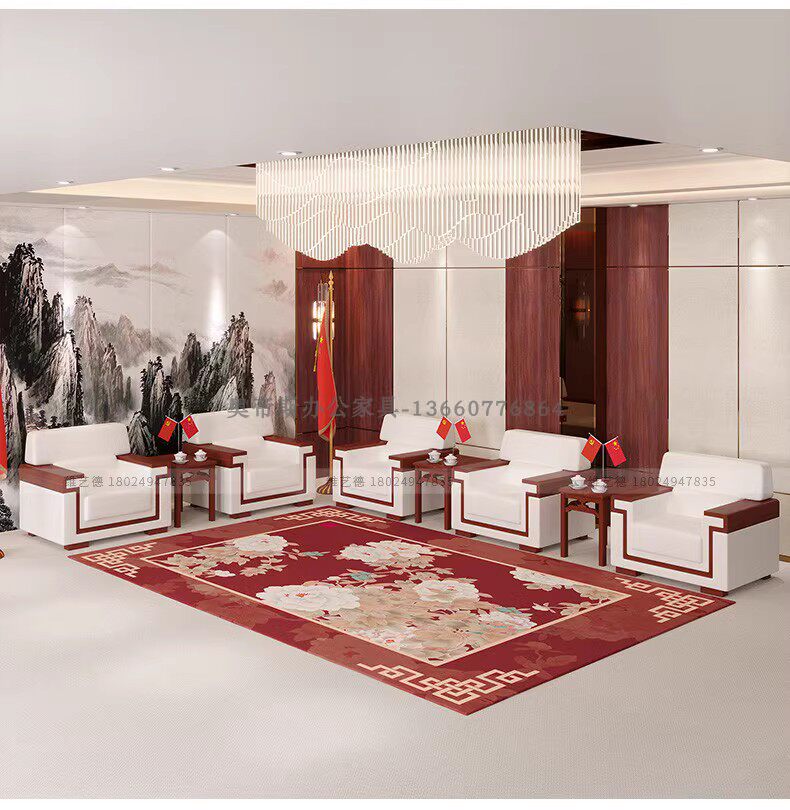 Office Business VIP Reception talks conference room lobby Guests Single Place Office Leather Sofa Tea Table Combo-Taobao
