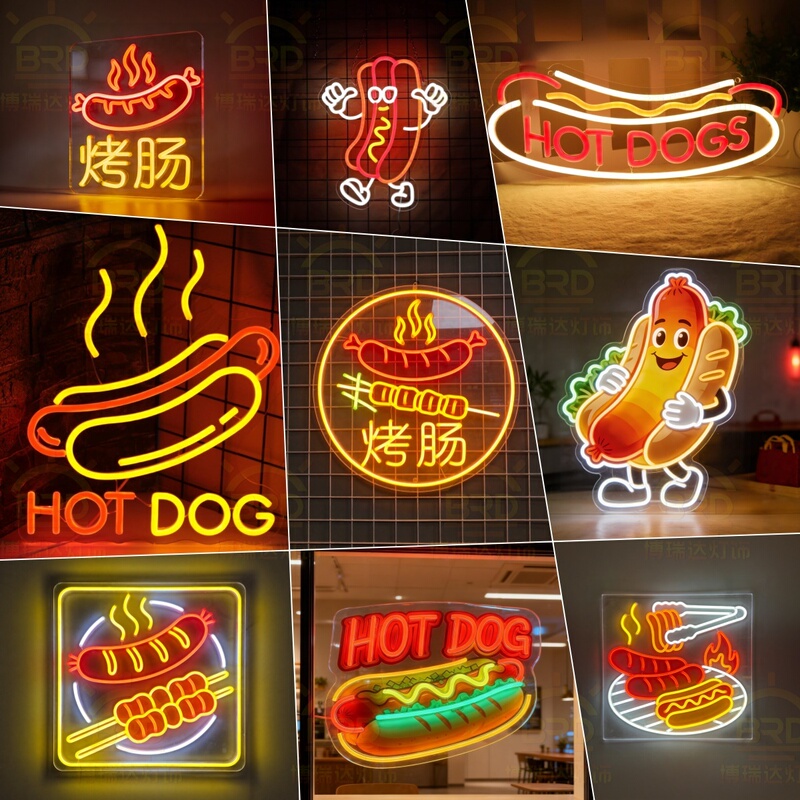 Grilled Sausage Led Neon Light Hot Dog Snack Street Barbecue Shape Lighted Sign Night Market Stall Advertising Sign Grilled Sausage Led Neon Light Hot Dog Snack Street Barbecue Shape Lighted Sign Night Market Stall Advertising Sign