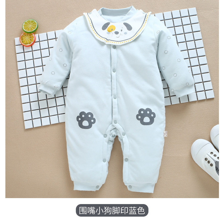 Mùa thu và mùa đông cotton mới nam và nữ quần áo trẻ em romper trẻ em cotton quần áo cotton chần đệm ấm jumpsuit body suit cho be