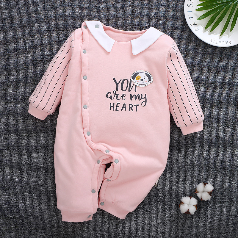 Mùa thu và mùa đông cotton mới nam và nữ quần áo trẻ em romper trẻ em cotton quần áo cotton chần đệm ấm jumpsuit body suit cho be