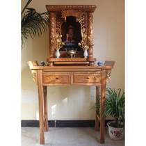 Camphor wood Flat-topped Lotus column Shrine Hanging counter shrine Shrine Shenlou Buddha cabinet Guanyin God of Wealth cabinet Custom shrine