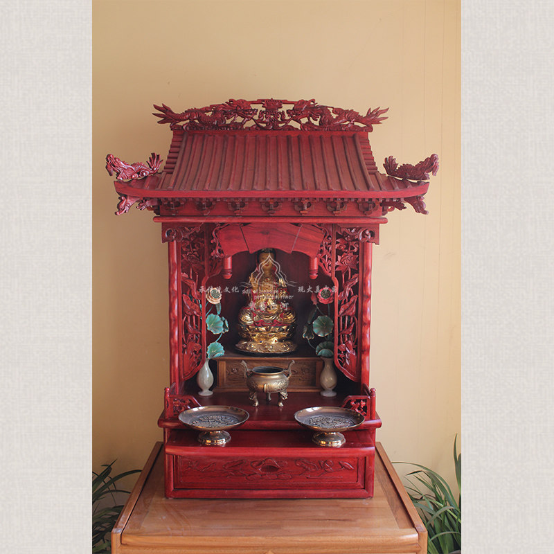 Roof with pumping table niches Solid wood shrines Shrines design custom-made God of wealth niches Buddha hall design