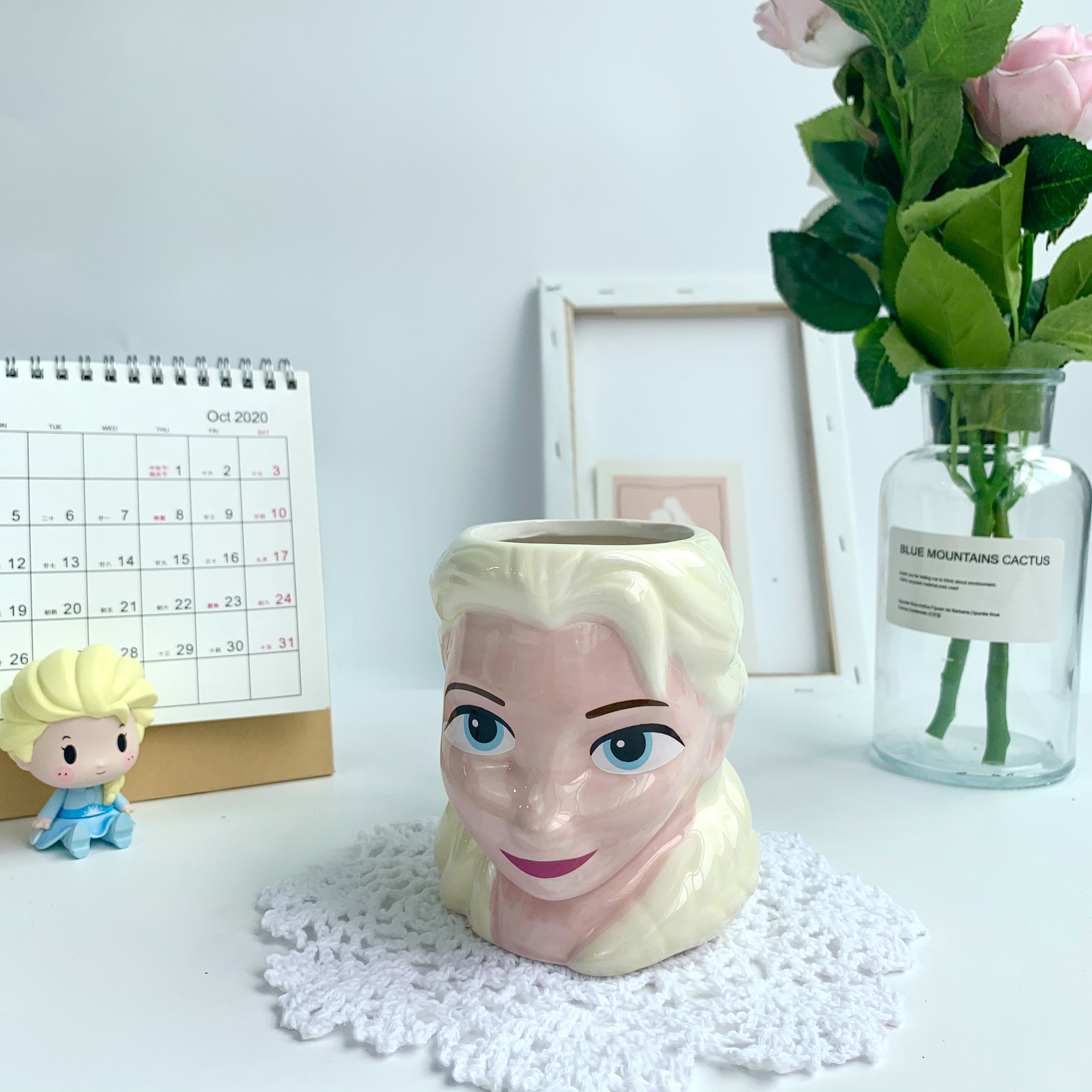 Ice and snow chic edge Elsa Aisha ceramic water glass Aesha Princess cute cartoon Cup Mark Cup