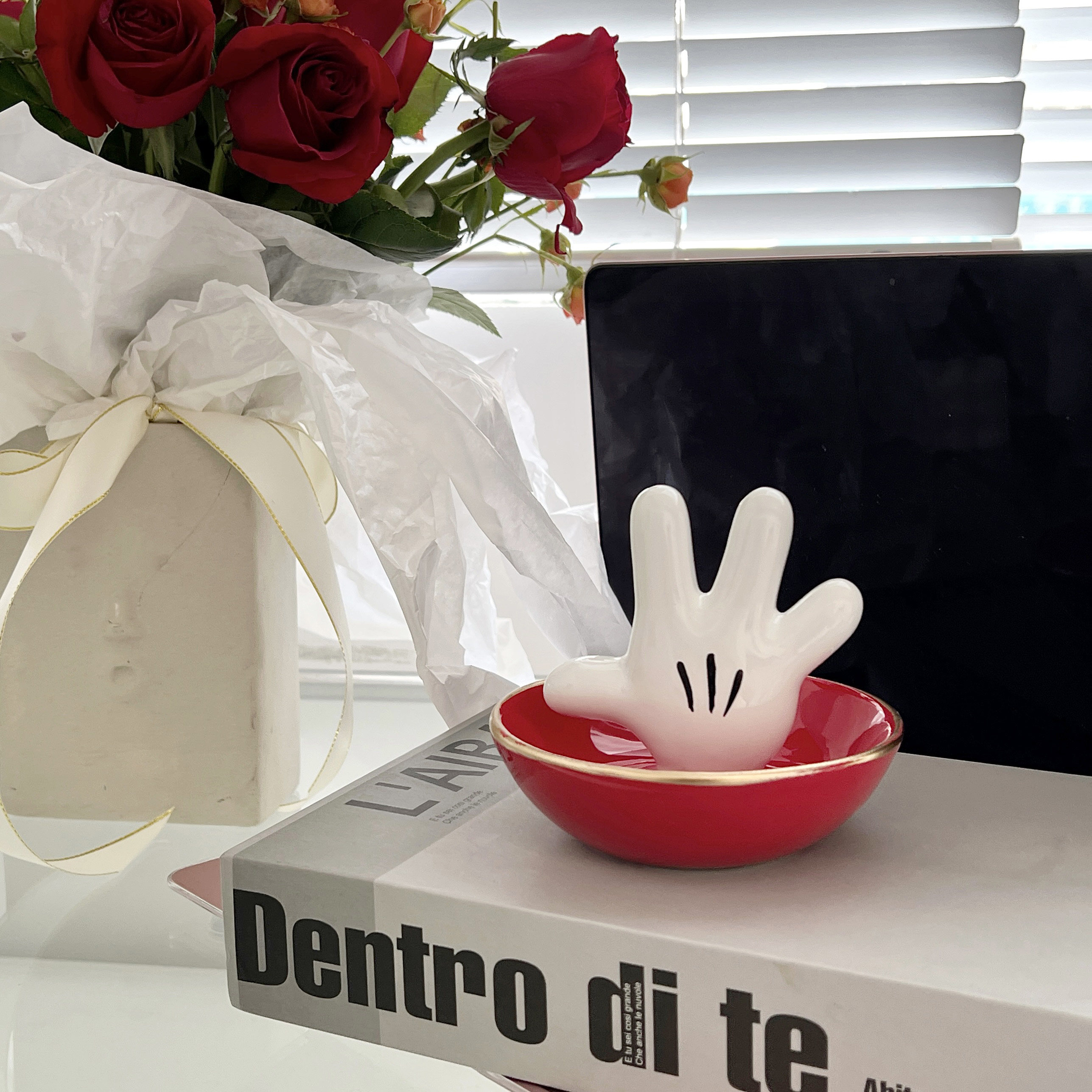 Mickey Jewelry Pan Rice Rat Web Red Ins Palm Ceramic Ring Tray Cartoon Containing Disc Decoration Hem Furnishing