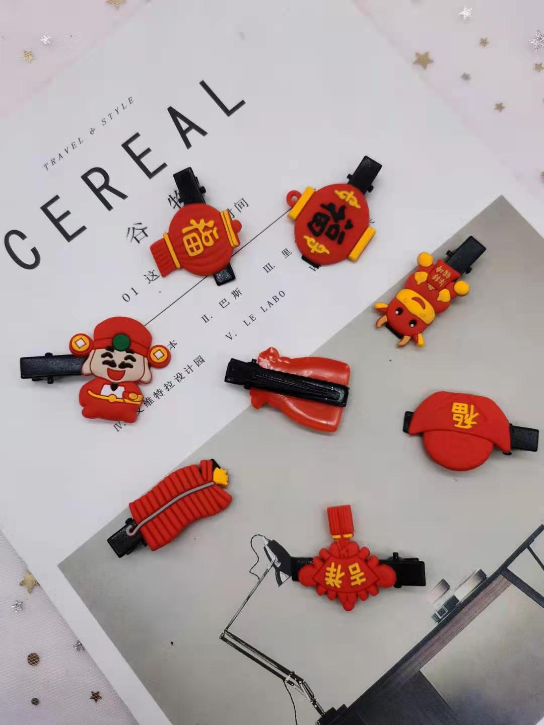 Chinese style baby hair accessories cute New Year ancient style hair clips New Year duckbill clip Hanfu tassel hairpin Spring Festival hair accessories