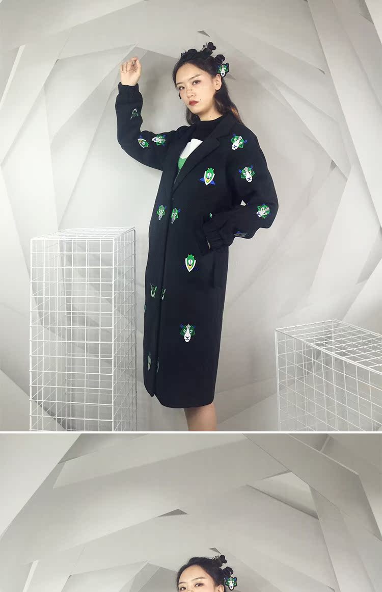 [Zhao San bản gốc] thêu thắt lưng eo Hepburn thắt lưng dài áo khoác lửng nữ mùa đông mới 2018 áo dạ cho phụ nữ 50 tuổi