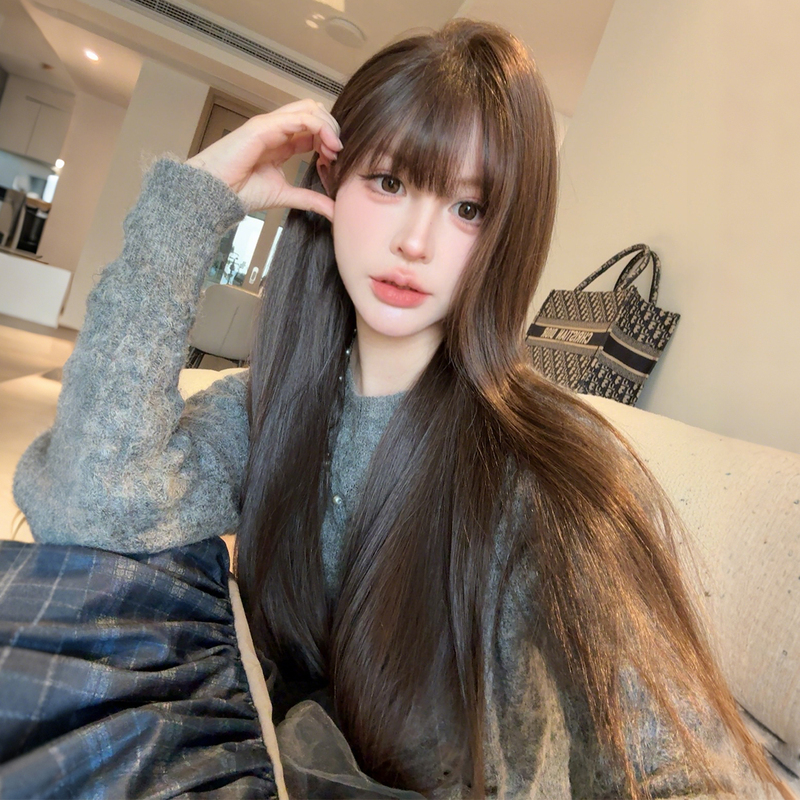 Sweetheart Brand Full Wig for Women, Black Long Straight with Bangs, Everyday Wear, 2025 Hot-Selling Style, Seamless and Invisible