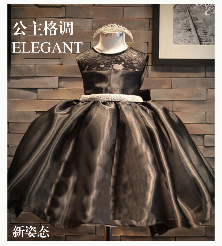 Trẻ em váy cưới cô gái buổi tối ăn mặc cô gái pettiskirt công chúa váy hoa màu đen cô gái ăn mặc nữ trang phục mùa hè váy biểu diễn cho trẻ em