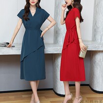 Real Silk Mulberry Silk Dress Dress Woman 2020 Summer new long style Belly Button Slim Middle-aged Mother Silk Dresses