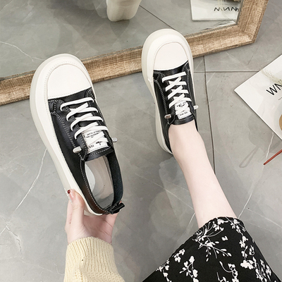 小白鞋女2021年春季新款百搭板鞋一脚蹬平底单鞋牛筋底软底女鞋潮
