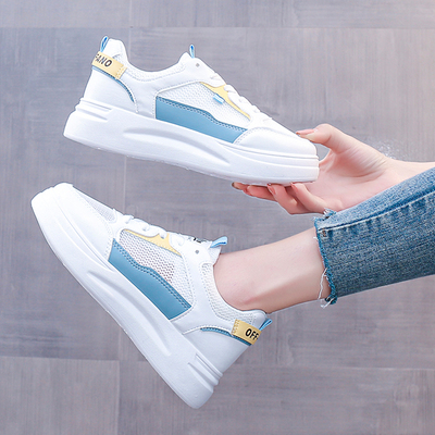 夏季薄款小白鞋子女2021年新款时尚休闲网面板鞋镂空透气运动女鞋