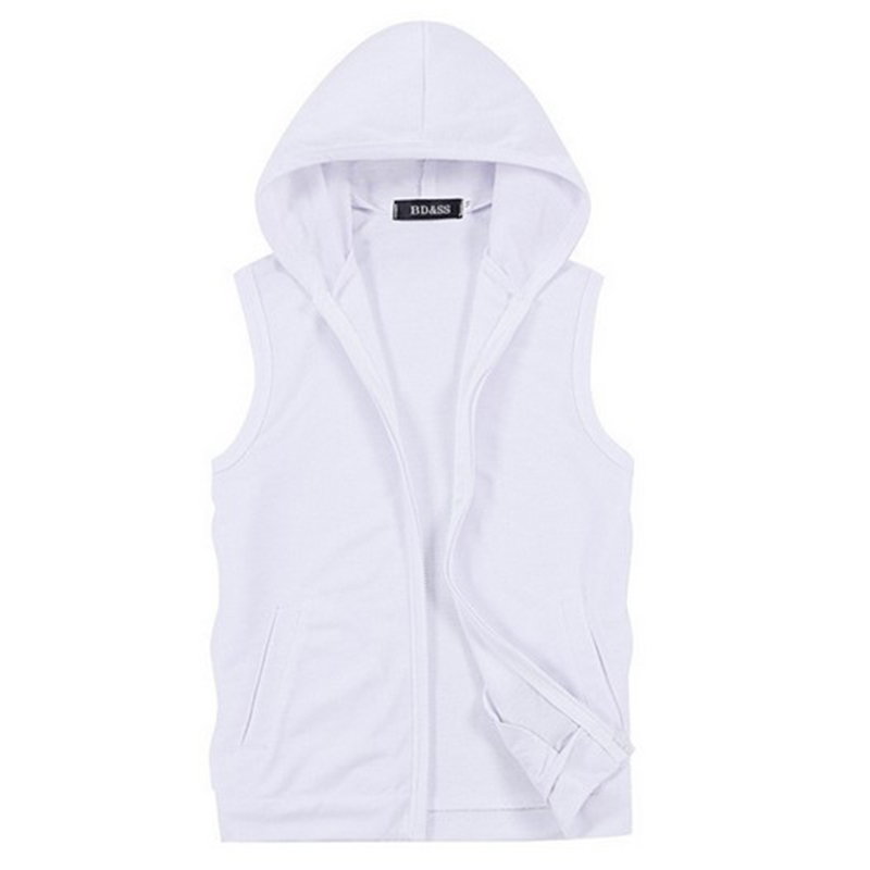 Áo khoác thể thao nam trùm đầu áo len mỏng cardigan dây kéo trùm đầu không tay áo vest nam ao the thao