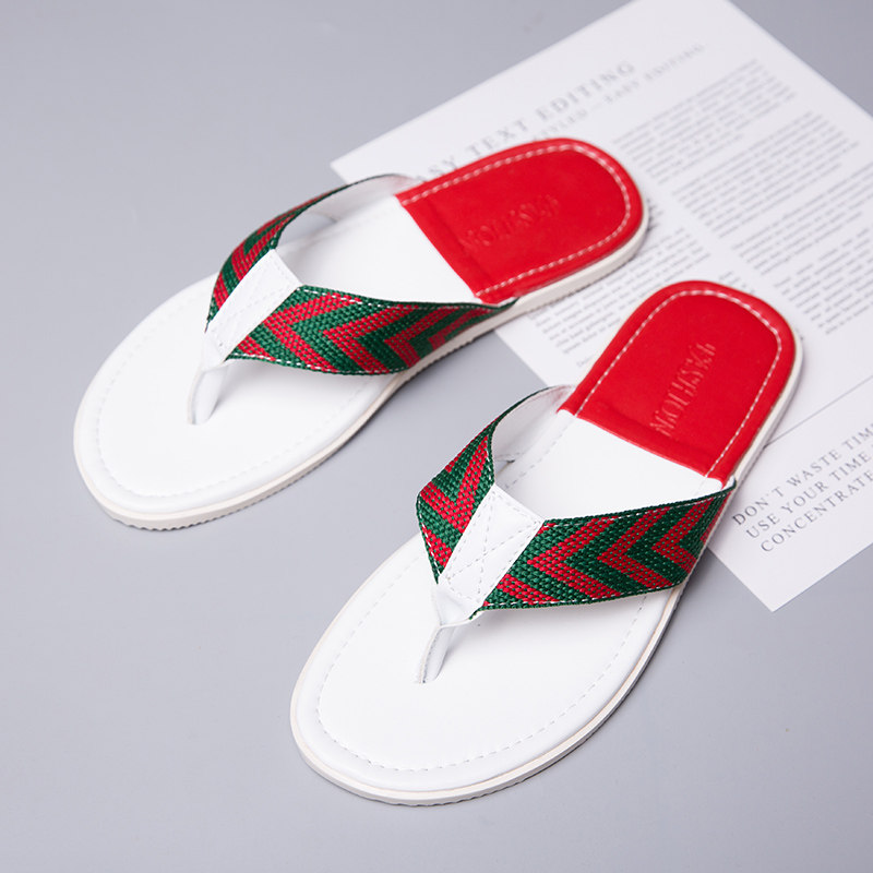 Herringbone drag male summer outdoor trend clip feet sandals Genuine Leather Fashion Non-slip Outer Wear Men Slippers Beach Shoes-Taobao