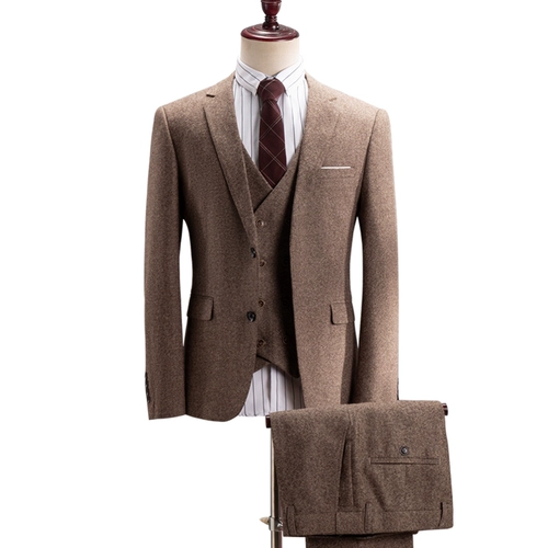 Мужской комплект, пиджак классического кроя, ретро свадебное платье в английском стиле, облегающий крой, в корейском стиле, в британском стиле
