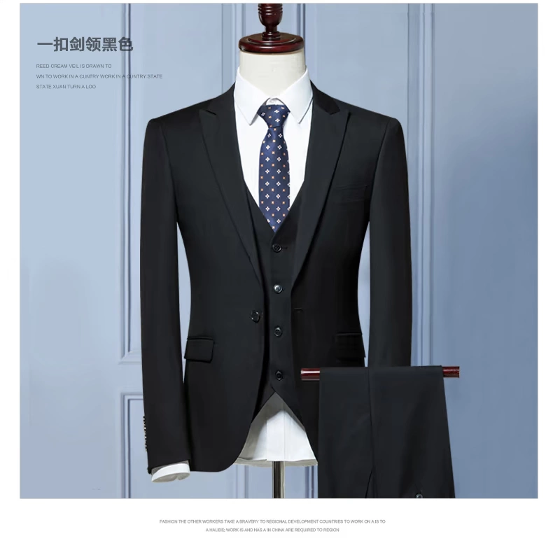 Bộ đồ vest nam ba mảnh phù hợp với mùa thu mỏng phù hợp với kinh doanh chuyên nghiệp váy chú rể chú rể váy cưới