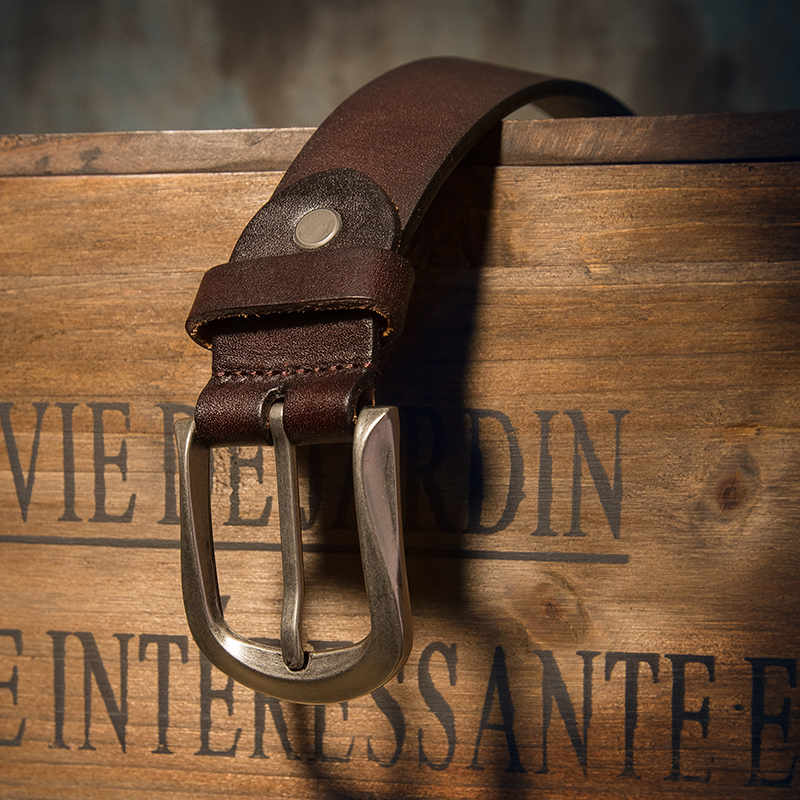 Handmade leather pants with men's headskin 2022 new trend - pin belt buckle students young luxury