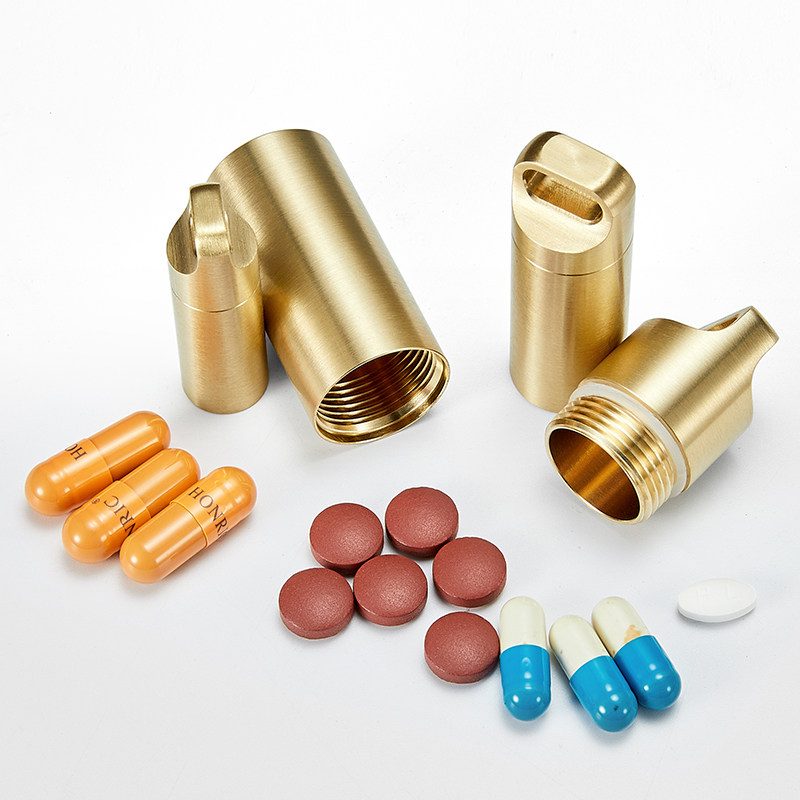 304 stainless steel mini portable medicine bottle sealed first aid medicine box outdoor EDC survival waterproof tank brass sealed bin
