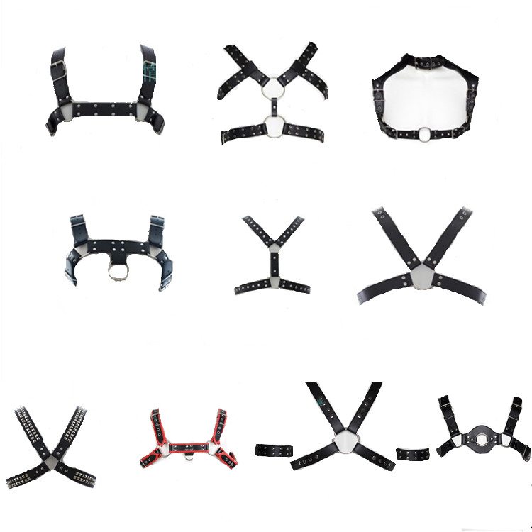 Men's Leather Breast Strap Men's Leather Coat Club Show Sexy Costume SM Alternative Toy Male Slave Binding Teaching