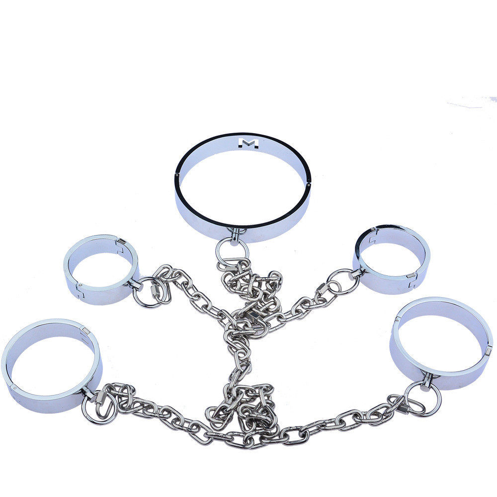 Heavy metal handcuffs and anklets alternative bondage toys sex toys for couples flirting SM male and female slave training equipment