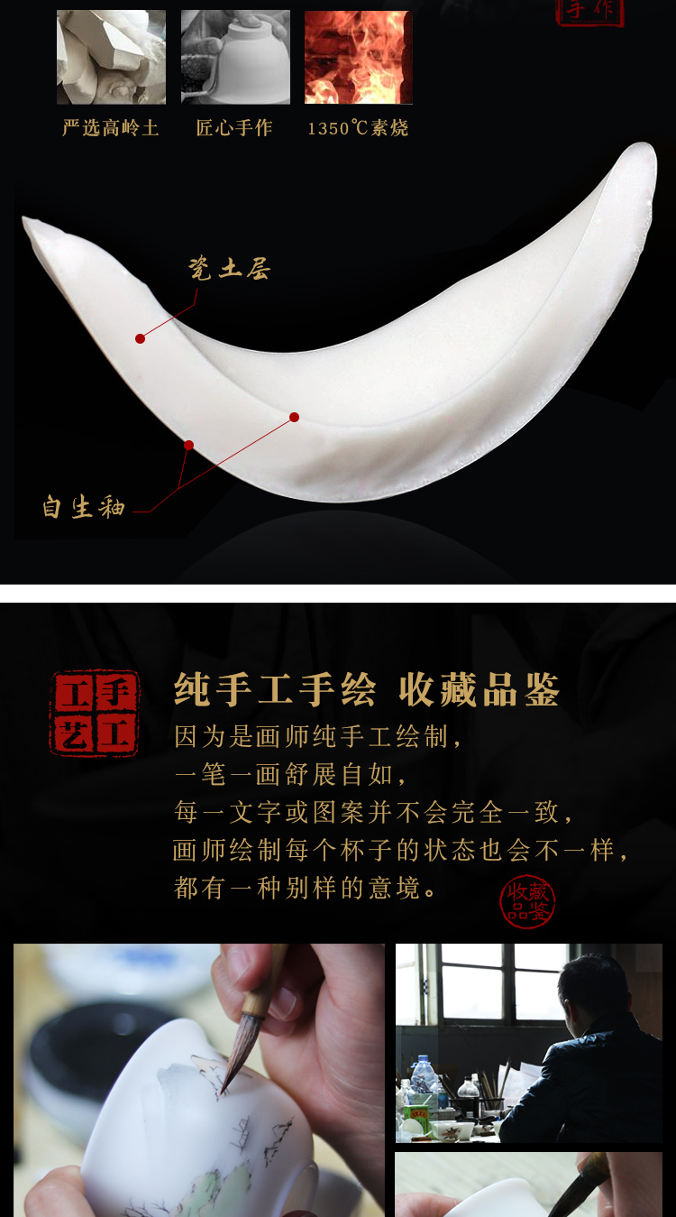 The Product porcelain sink Chinese dehua suet white jade lotus rhyme filter glass office cup with cover large porcelain tea cup