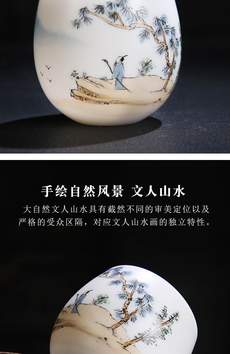 The Product porcelain sink/single wushan white porcelain tea cups literati landscape lohan CPU master cup ceramic tea, tea sets