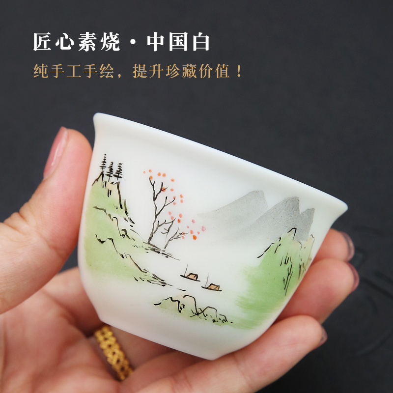 The Product teacups hand - made master cup dehua white porcelain porcelain remit sample tea cup private custom kung fu tea set ceramic cup