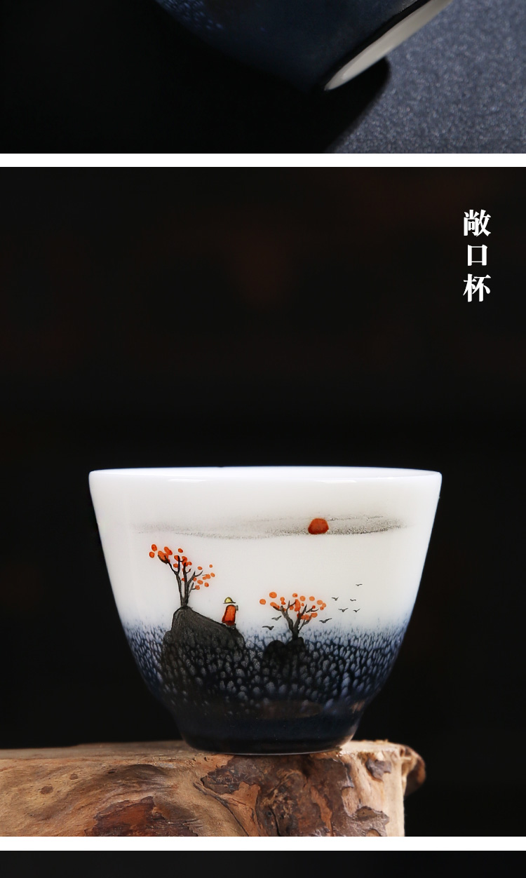 The Product porcelain collect kung fu tea set jade kilns changes China wind landscape zen ceramic three tureen tea cups