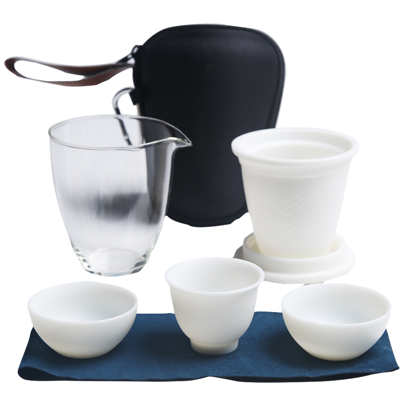 The Product dehua white porcelain porcelain remit travel tea set crack cup portable travel car is suing household ceramic cups, glass