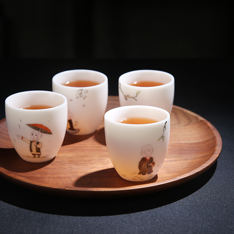 The Product sample tea cup ceramics single white porcelain porcelain remit kunfu tea cup master single CPU hand - made the young monk ceramic tea set