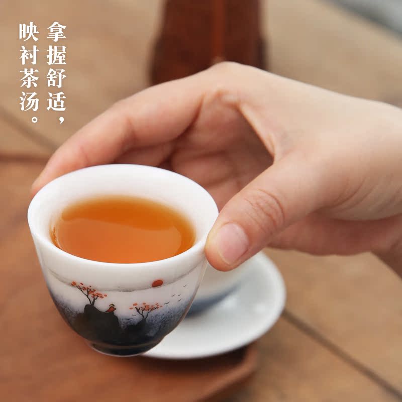 The Product is porcelain collect jade kilns changes hand - made ceramic tea cup single cup white porcelain masters cup individual sample tea cup kung fu tea set