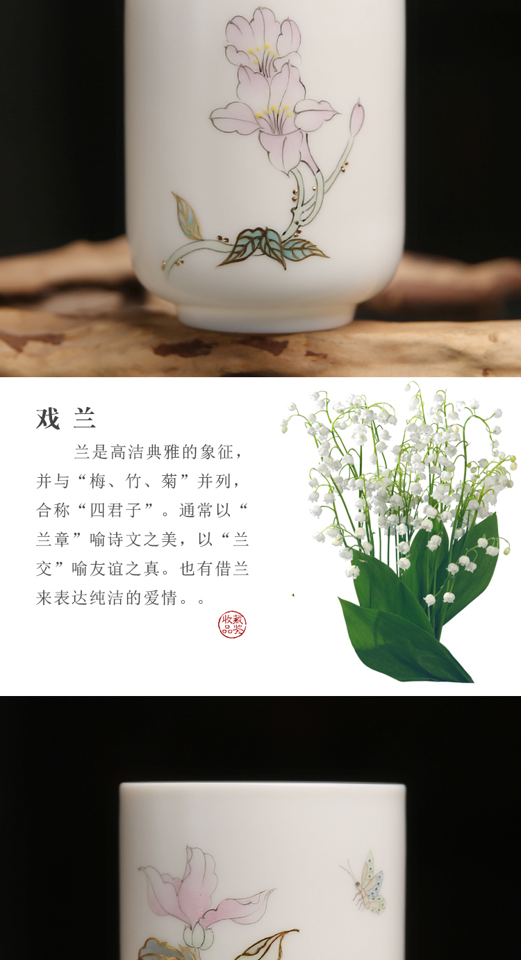 Dehua porcelain remit to burn white porcelain tonic hand - made paint straight expressions using tea cup support private custom handwritten single CPU