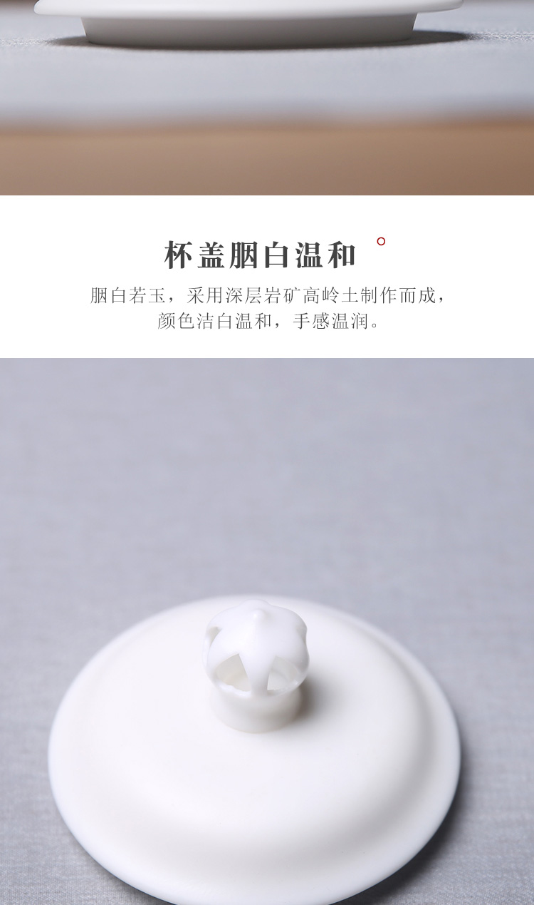 Products dehua porcelain remit suet jade crown office cup boss of individual cup cup custom home with cover the meeting