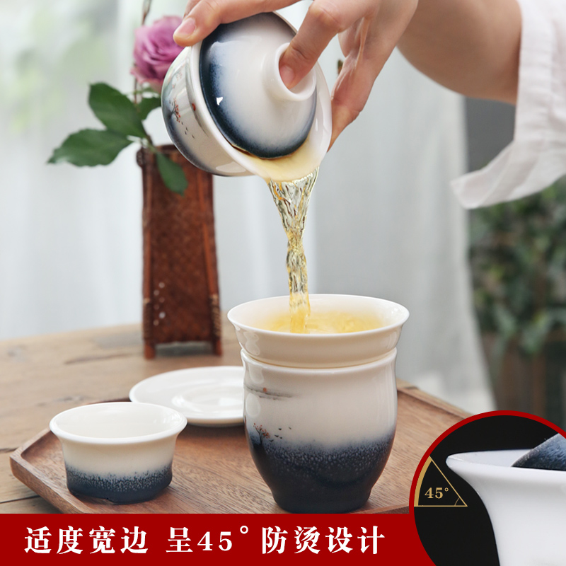 The Product porcelain collect jade home only three tureen kilns changes to bowl with white porcelain large - sized ceramic tea set tea cup