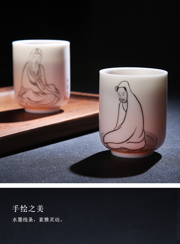 The Product sample tea cup hand - made porcelain remit dehua white porcelain teacup zen Buddha master single cup what faced ceramic tea set