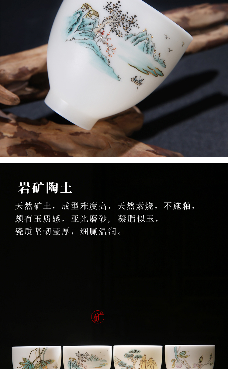 The Product master teacups hand - made porcelain remit the see colour sample tea cup literati landscape bell cup of dehua white porcelain tea cups