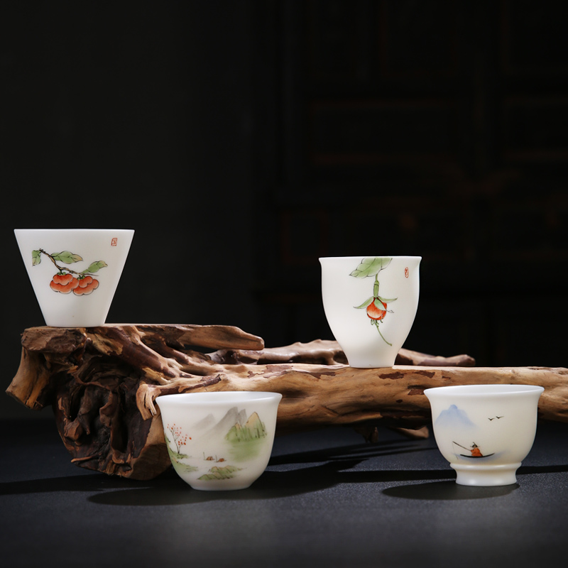 The Product teacups hand - made master cup dehua white porcelain porcelain remit sample tea cup private custom kung fu tea set ceramic cup