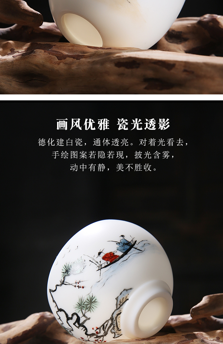 The Product porcelain sink/single wushan white porcelain tea cups literati landscape lohan CPU master cup ceramic tea, tea sets