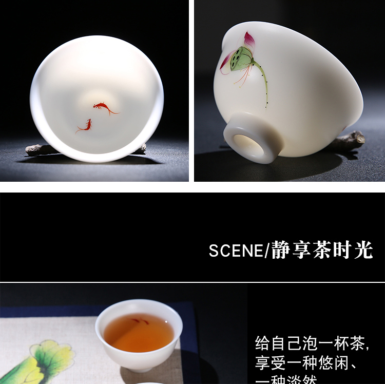 The Product porcelain sink white porcelain kung fu tea cup flower bloom pressure hand cup ceramic kung fu tea set personal cup