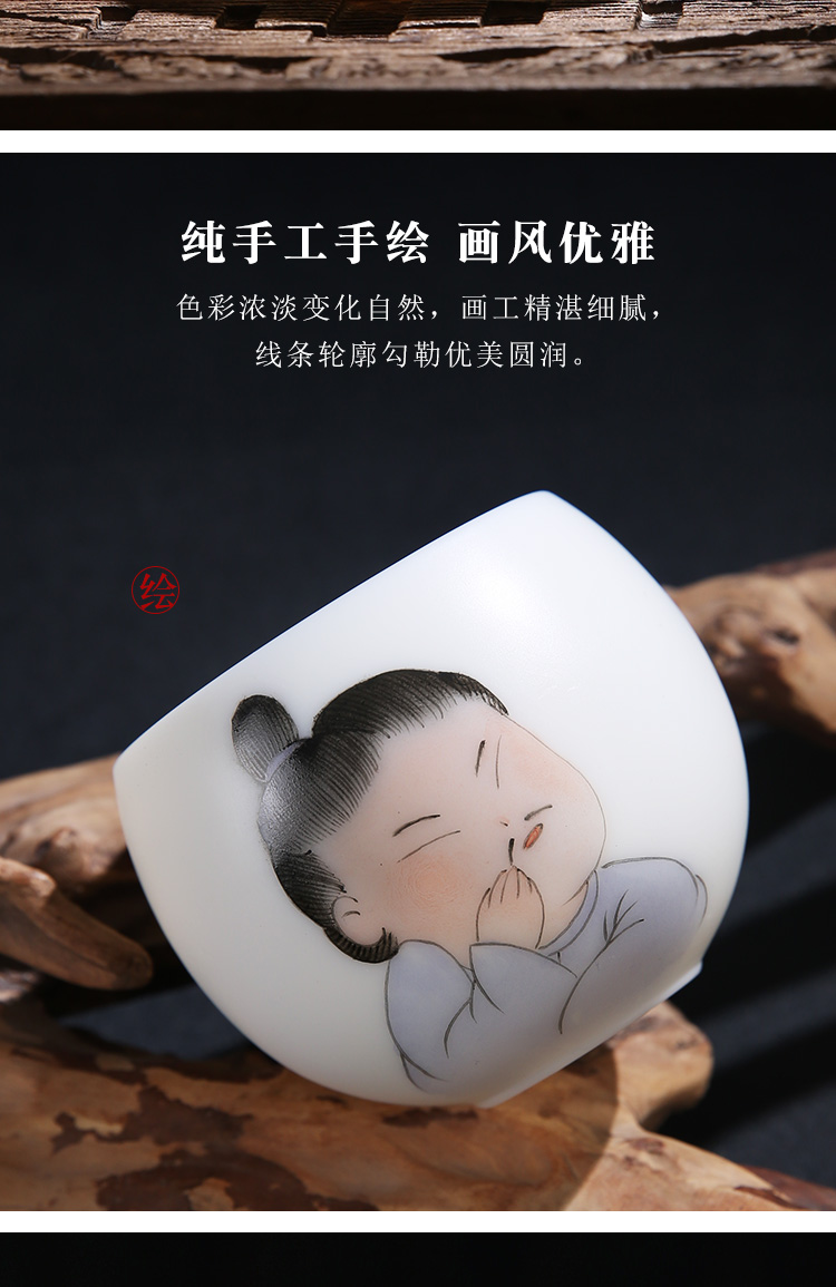 The Product master cup ceramic porcelain remit single suet jade white porcelain cups sample tea cup for cup tang beauty hand - made kung fu tea set