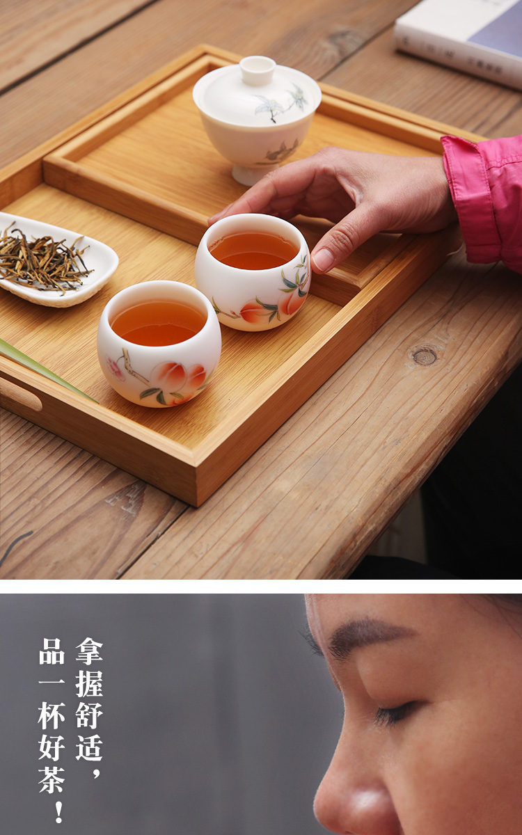 The Product dehua white porcelain cups porcelain sink pure manual kung fu masters cup single CPU hand - made peach sample tea cup ceramic tea set