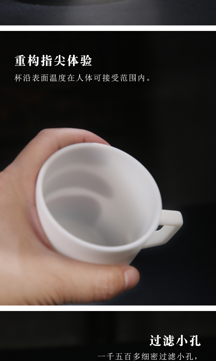 The Product Chinese dehua suet white jade porcelain remit concentric glass three - piece with the cover filtration separation ceramic tea cup