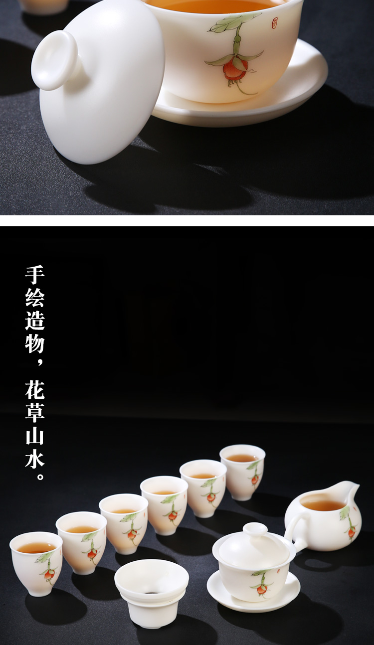 The Product is porcelain sink white porcelain tureen 6 cups kung fu tea set ceramic a pot of two cups of a complete set of household contracted