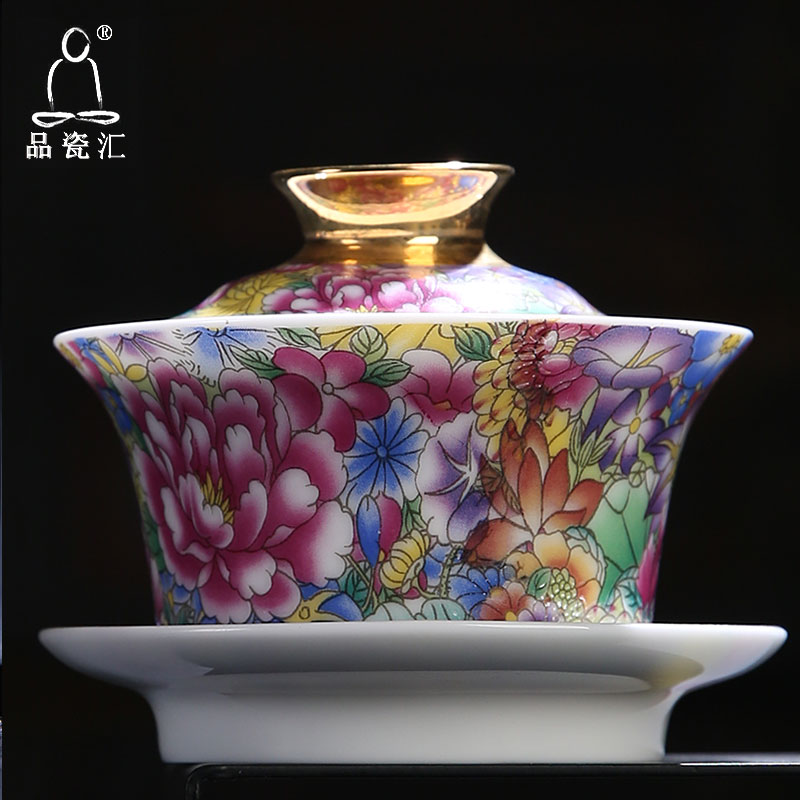 The Product of jingdezhen porcelain remit colored enamel see kung fu tea tea for tea tureen carpet of only three bowls