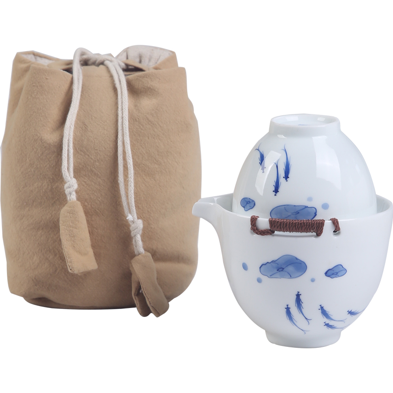 The Product porcelain remit to startan HeCu crack cup travel to a pot of two cups of kung fu tea kettle