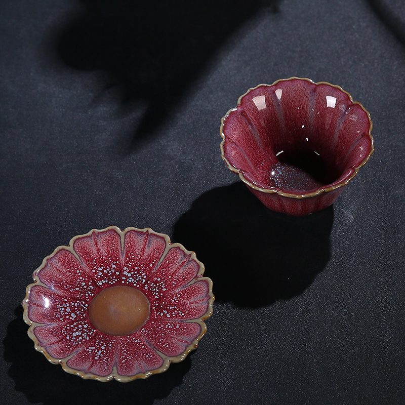 The Product flower - like teacup variable glaze porcelain sink fambe masterpieces masters cup ceramic cup mat gift box package