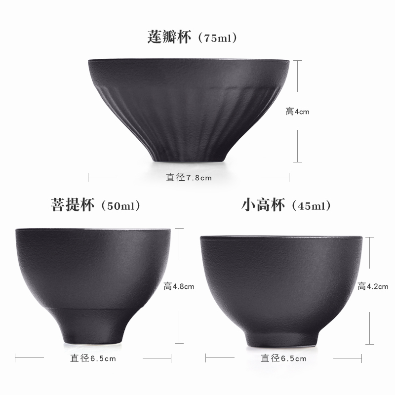 The Product porcelain sink sample tea cup of black thick ceramic household portable travel office setting and tin cups zen tea masters cup