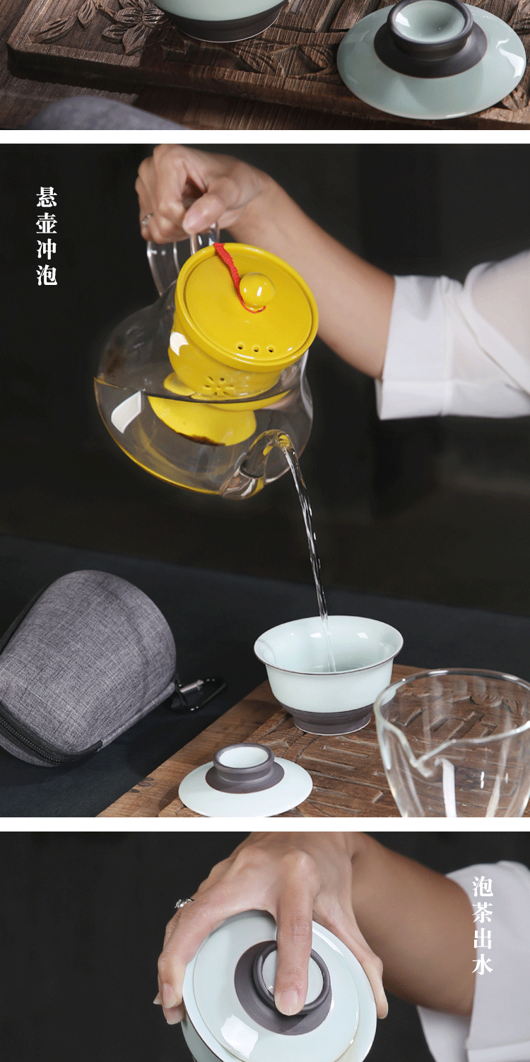 The Product is porcelain hui xuan wen zen tea set a tureen travel four cups of tea sets tureen crack cup enterprise customization