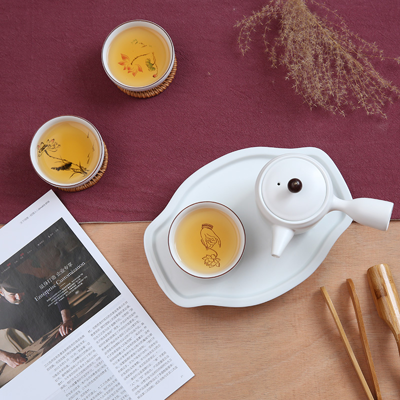 The Product up with porcelain remit zen matte enrolled white porcelain teapot side to make tea pot, ceramic tea set single pot of kung fu tea set