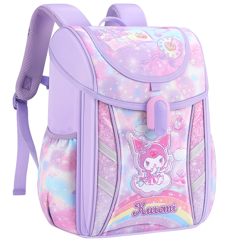 库洛米儿童减负书包Hello kitty小学生书包DB96628A紫色书包磁吸扣轻量书包女童书包2025新款